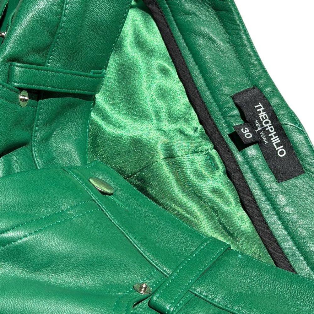 Green and Black Leather-Panel Chinos - Picture 4 of 5